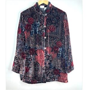 VTG White Stag Velvet Floral Kimono Jacket M Whimsigoth Fairy Grunge Y2K Witchy